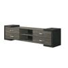Benzara Teny TV Stand Media Cabinet, 70 Inch, 4 Drawers, Black Edge, Gray Wood view 2
