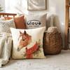 2Pack Christmas Horse Throw Pillowcases with Red Scarf Holly Berries Cushion Cover Winter Holiday Rustic Farmhouse Decorative Pillow Covers 18 x 18 Inches for Seasonal Sofa Couch Porch(Red) view 3