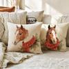 2Pack Christmas Horse Throw Pillowcases with Red Scarf Holly Berries Cushion Cover Winter Holiday Rustic Farmhouse Decorative Pillow Covers 18 x 18 Inches for Seasonal Sofa Couch Porch(Red) view 4