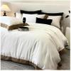 CAIMIAO Bedding 4-Piece Set Luxury Lyocell Cotton Bedding Set 4Pcs Soft Silky Pure Color Duvet Cover Bed Sheet and Pillowcase Bedding Comforter Set(Beige,Queen) view 1