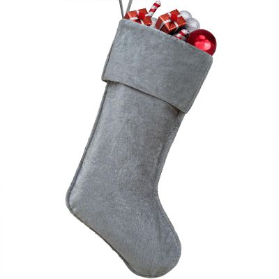 APAEAT Christmas Stocking Grey Soft Faux Fur Fireplace Xmas Stocking Personalized Hanging Stockings Classic Christmas Stockings for New Year Party Decorations Family Holiday Party Supplies