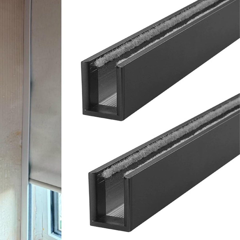 Elitix Window Light Blocker Blackout Strips for Blinds Gap Side Track, Nursery Light Blocking Strip/Apartment Window Light Blocker, Side Channels(Black,246.3cm/97inch)
