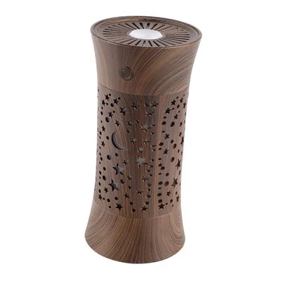 Hemobllo Delicate Mist Humidifier Lamp with Wood Grain Design Single Spray Portable Desktop Humidifier for Office and Car Quiet Operation with Ambient Light for Comfortable Work and Sleep