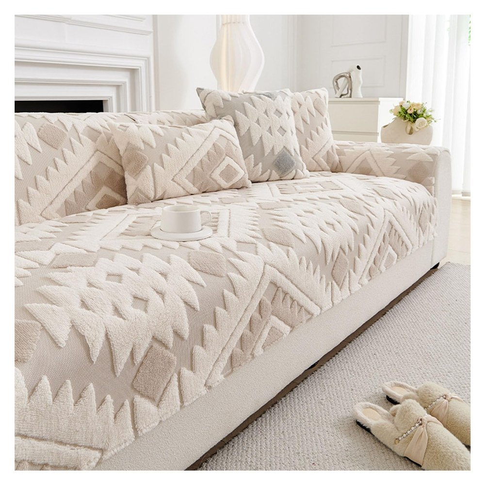 EUYDHM Sofa Cover Soft Plush Anti-Slip: Couch Cover for Autumn and Winter Dog Cat Sofa Protector for U Shape L Shape Sectional Sofa for 1 2 3 4 Seater Sofa Washable(Light Brown,90 * 90cm)