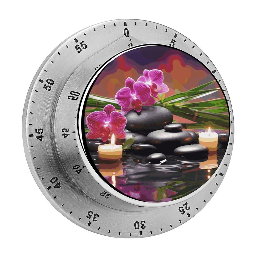 Flowers in Fountain Massage Stones Visual Timer Kitchen Cooking Timer Magnetic Classroom Teaching Tool Time Management Countdown Timers for Work Study Kitchen