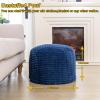 Poofieotto Handmade Unstuffed Ottoman Pouf Cover  Versatile Storage Footstool & Floor Pouf for Living Room, Bedroom, or Wedding Decor | 20" Diameter x 14" Height | Filler Not Included (Navy Blue) view 2