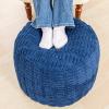 Poofieotto Handmade Unstuffed Ottoman Pouf Cover  Versatile Storage Footstool & Floor Pouf for Living Room, Bedroom, or Wedding Decor | 20" Diameter x 14" Height | Filler Not Included (Navy Blue) view 3