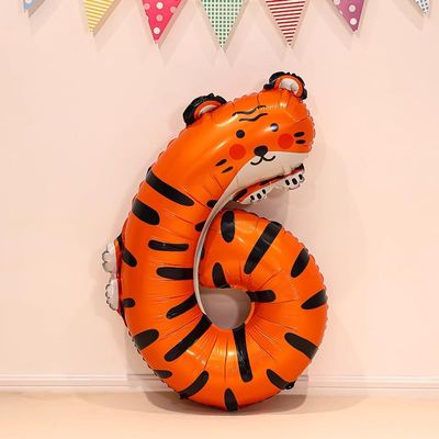 1pcs 40inch Animal Number 6 Foil Balloon Giant Cartoon Animal Theme Number Balloon Decor for Baby Shower Wedding Anniversary Birthday Party Decoration