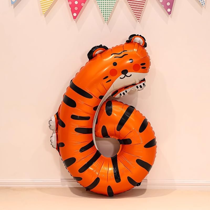 1pcs 40inch Animal Number 6 Foil Balloon Giant Cartoon Animal Theme Number Balloon Decor for Baby Shower Wedding Anniversary Birthday Party Decoration