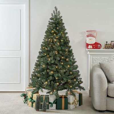 6ft-Christmas-Tree-Artificial-Decorations-Holiday Tree - with 814 Branch Tips and Metal Stand for Home Office Party,Green