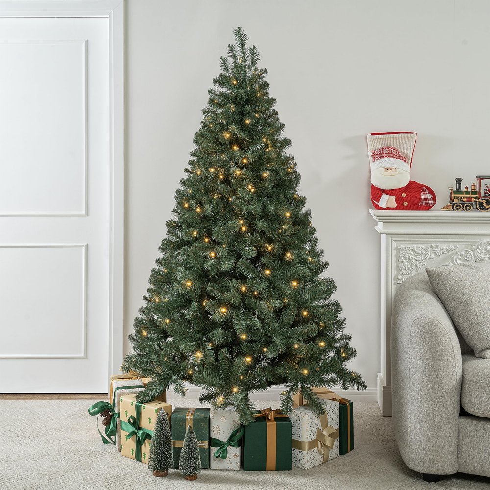 6ft-Christmas-Tree-Artificial-Decorations-Holiday Tree - with 814 Branch Tips and Metal Stand for Home Office Party,Green