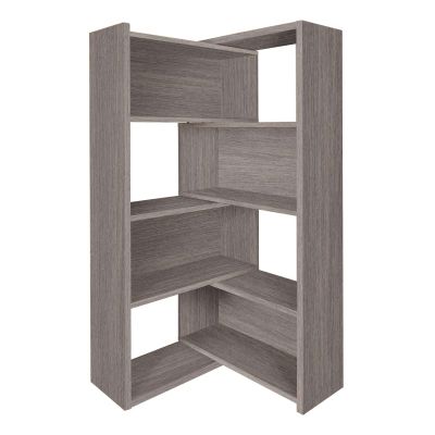 AKFJOSGE Expandable 3-in-1 Convertible Bookcase with Adjustable Width, Corner & Straight Shelf Design, 4-Tier Modern Storage Organizer, Space-Saving (Gray, 39.4" 11.8" 63.0")