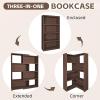 AKFJOSGE Expandable 3-in-1 Convertible Bookcase with Adjustable Width, Corner & Straight Shelf Design, 4-Tier Modern Storage Organizer, Space-Saving (Gray, 39.4" 11.8" 63.0") view 4