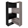 AKFJOSGE Expandable 3-in-1 Convertible Bookcase with Adjustable Width, Corner & Straight Shelf Design, 4-Tier Modern Storage Organizer, Space-Saving (Black + Gray, 23.6"  11.8"  63.0") view 1