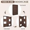AKFJOSGE Expandable 3-in-1 Convertible Bookcase with Adjustable Width, Corner & Straight Shelf Design, 4-Tier Modern Storage Organizer, Space-Saving (Black + Gray, 23.6"  11.8"  63.0") view 4