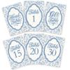 GOMAKERER 32 Pcs Wedding Table Numbers Cards, 1-30 Blue Flower Retro Border Double Sided Wedding Table Numbers Signs with Head Table Card Party Centerpiece for Birthday Bridal Event Reception view 1