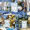 GOMAKERER 32 Pcs Wedding Table Numbers Cards, 1-30 Blue Flower Retro Border Double Sided Wedding Table Numbers Signs with Head Table Card Party Centerpiece for Birthday Bridal Event Reception view 4