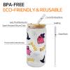 anabox Color Changing Mug Glass Cups Drinking Glasses Cup with Bamboo Lids and Straws, 16oz Glass Tumbler for Ice Coffee Milk Tea Juice, Cold/hot Drinks, Cute Ghost printed glass cup with Straw Brush view 4