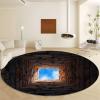 Brown Circle Rug - 6ft Washable Round Area Rugs for Living Room Non-Slip Throw Dining Room Rug Large Round Carpet, Stone Tunnel Sky Print Circular Mat for Bedroom Office view 2