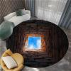 Brown Circle Rug - 6ft Washable Round Area Rugs for Living Room Non-Slip Throw Dining Room Rug Large Round Carpet, Stone Tunnel Sky Print Circular Mat for Bedroom Office view 4