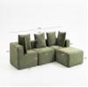 111.02-inch Cloud Sectional Sofa with Footrest, L-Shaped with Deep Seat, Oversized Boneless, Textured Corduroy Chair, Suitable for Apartments, Offices, Compressed Design (Green) view 2