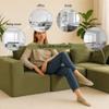 111.02-inch Cloud Sectional Sofa with Footrest, L-Shaped with Deep Seat, Oversized Boneless, Textured Corduroy Chair, Suitable for Apartments, Offices, Compressed Design (Green) view 4