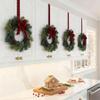 2 Pcs Christmas Small Wreaths for Kitchen Cabinets 10" Red Berry & Plaid Ribbon Bows Mini Christmas Window Wreaths Home Party Xmas Decorations view 2