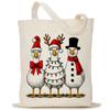 Puuonnnnno Christmas Goose Ornaments Canvas Tote Bag for Goose Lover, Farm Animal Tote Bag for Xmas Decorations view 1