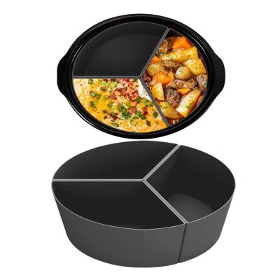 3 in 1 Silicone Slow Cooker Divider Liner Reusable Leakproof Dishwasher Safe Cooking Liner For 6 Quart Pot (Black)
