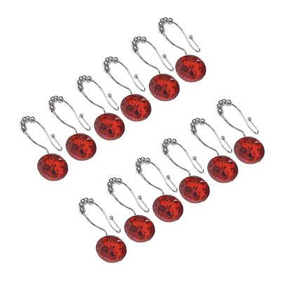 SOLUSTRE 12PCS Rust Resistant Stainless Steel Double Glide Hooks for Shower Curtain and Liner Smooth Glide Bathroom Rings with Colorful Rhinestone Decoration Secure Three Quarter Ring