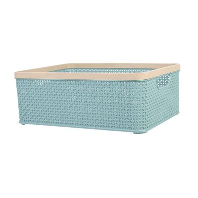 ABOOFAN Multipurpose Storage Basket for Sundries and Stackable Desktop Organizer Bin in Frosted Blue Non Deformable Container for Home and Closet Storage