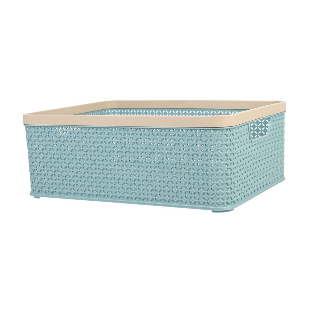 ABOOFAN Multipurpose Storage Basket for Sundries and Stackable Desktop Organizer Bin in Frosted Blue Non Deformable Container for Home and Closet Storage