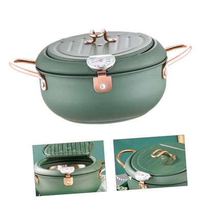 HIAKDOFT Multifunctional Stainless Steel Deep Frying Pot for Home and Restaurant Use Efficient Quick Heating Tempura Fryer Pan with Nonstick Surface Healthy Oil Control Cooking Tool