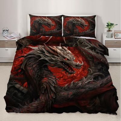 MLWC Dragon Duvet Cover Western Dragon Bedding Set Soft Microfiber Animal Comforter Cover with Zipper Ties Bedroom & Room Decor California King Size