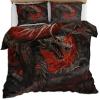 MLWC Dragon Duvet Cover Western Dragon Bedding Set Soft Microfiber Animal Comforter Cover with Zipper Ties Bedroom & Room Decor California King Size view 2