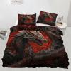 MLWC Dragon Duvet Cover Western Dragon Bedding Set Soft Microfiber Animal Comforter Cover with Zipper Ties Bedroom & Room Decor California King Size view 3