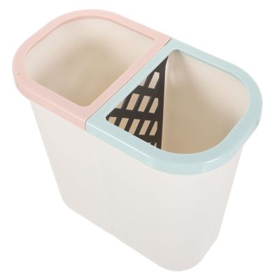 Cabilock Dual Compartment Trash Can White Plastic Wastebasket for Kitchen and Bathroom Dry and Wet Separation Bin with Sturdy Base Lightweight Home Garbage Bin for Office and Dormitory Use
