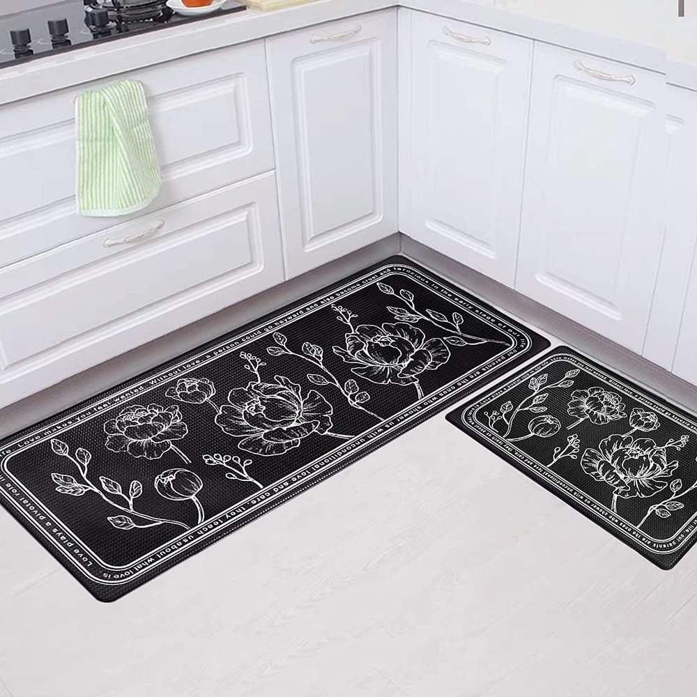 1 Set Kitchen Floor Mat Set of 2, Cushioned Kitchen Mat 17"X47"+17" X29