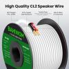 BAHIWOM 14 Gauge Wire 100FT CL2 Low Voltage Electrical Wire 12V/24V DC White Jacket Cable for Speaker,LED Strips, Automotive,Marine,Business view 2