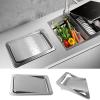 1pcs Built-in Stainless Steel Countertop Trash Chute Lid - Square Swing Cover for Kitchen Waste Disposal(430 Stainless steel) view 3