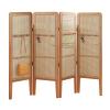 GOCHUSX Rattan Room Divider, Folding Wood Partition Screen, Freestanding Wooden Privacy Screen, Indoor Partition Wall Dividers for Bedroom, Office, Living Room(Brown+Wood,47x150cm-4pcs) view 1