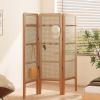 GOCHUSX Rattan Room Divider, Folding Wood Partition Screen, Freestanding Wooden Privacy Screen, Indoor Partition Wall Dividers for Bedroom, Office, Living Room(Brown+Wood,47x150cm-4pcs) view 2