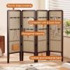 GOCHUSX Rattan Room Divider, Folding Wood Partition Screen, Freestanding Wooden Privacy Screen, Indoor Partition Wall Dividers for Bedroom, Office, Living Room(Brown+Wood,47x150cm-4pcs) view 3