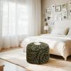 Asuprui Fluffy Flower Pouf Ottoman Cover Only 20"x14" Round Plush Fuzzy Pouf Shell for Footrest, Stool or Floor Seat, Soft Removable Home Decor (No Insert Included) (Green) view 3