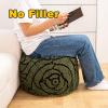Asuprui Fluffy Flower Pouf Ottoman Cover Only 20"x14" Round Plush Fuzzy Pouf Shell for Footrest, Stool or Floor Seat, Soft Removable Home Decor (No Insert Included) (Green) view 4