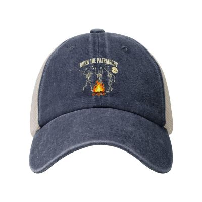 DSCVGBX Burn The Patriarchy hat Funny Feminist Halloween Dad Hat Mesh Cap Navy Blue