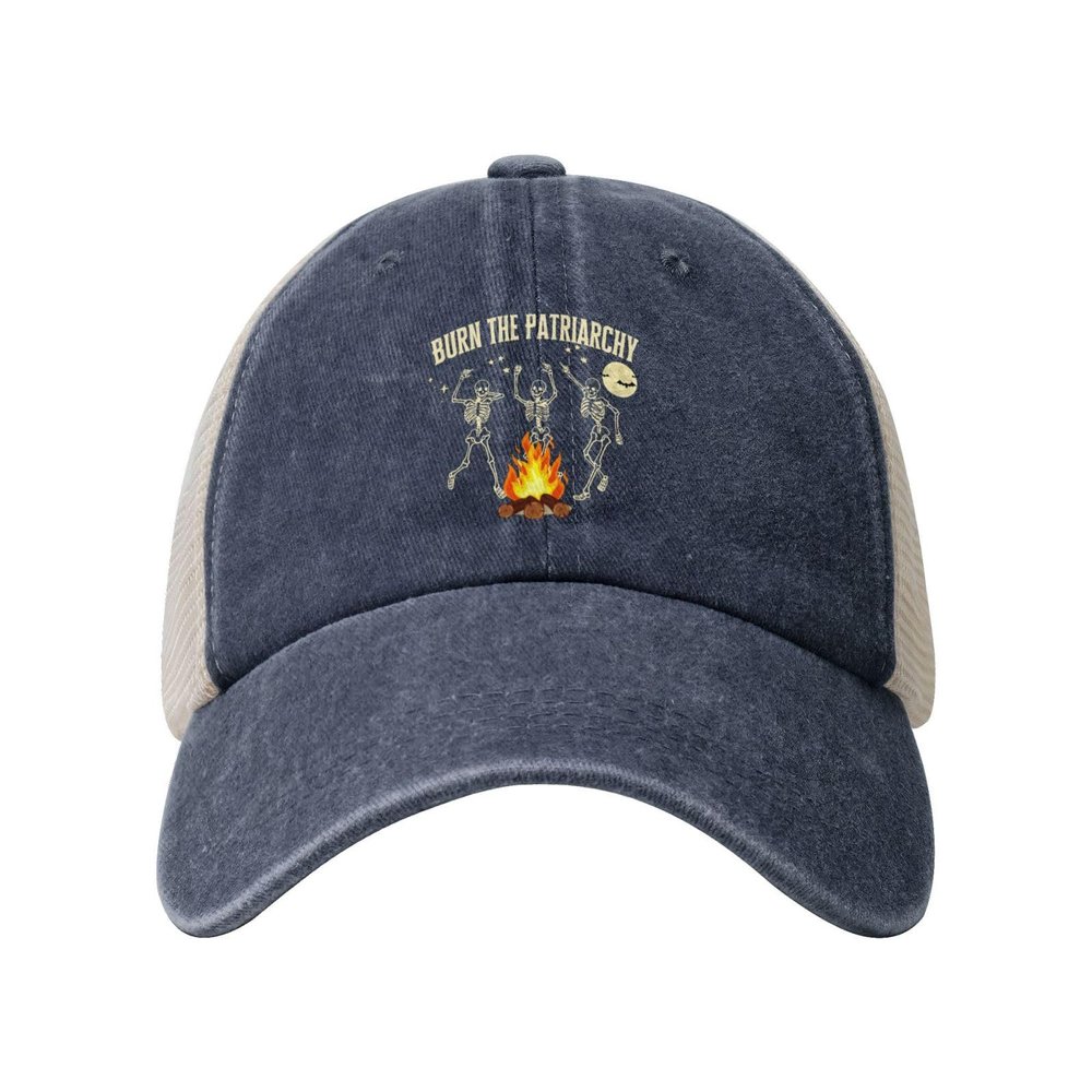DSCVGBX Burn The Patriarchy hat Funny Feminist Halloween Dad Hat Mesh Cap Navy Blue