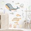 BUBUROOM Under The Sea Wall Decals Sea Life Stickers, Removable Wall Stickers, Watercolor Ocean Animals, Peel & Stick, for Nursery Baby Kids Bedroom Bathroom, Small Set (35" W x 22" H) 50 Pcs view 3