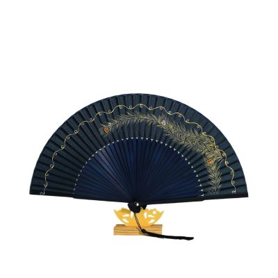 AHUANH Portable Hand Fans for Women Foldable with Tassels, Summer Silk Chinese Fan for Wedding Decorations, Performances Folding Fan Hanfu(Fan W)