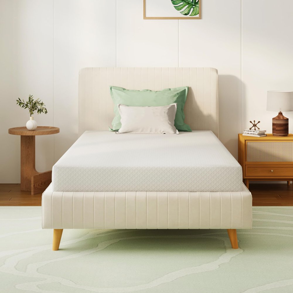 Emerspring 6 Inch Twin XL Gel Memory Foam Mattress,Green Tea,Medium Firm